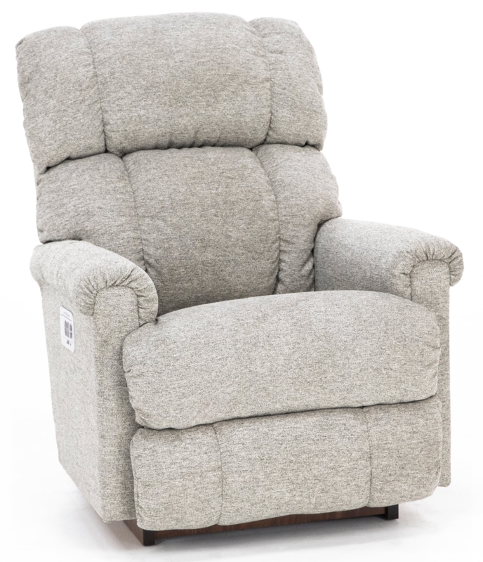 Heathered Grey Power Rocker Recliner with Channeled Back