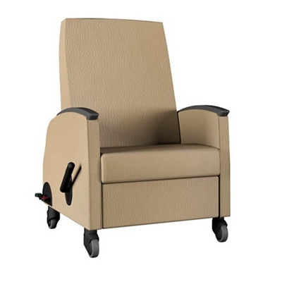 Heavy-Duty Healthcare Recliner, 650lb Capacity, Textured Tan, Casters.