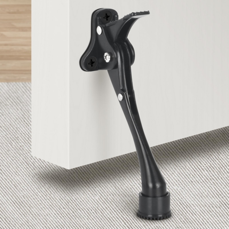 Heavy Duty Matte Black Foot Release Kickdown Door Stop