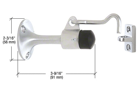 Heavy Duty Wall Door Stop Satin Chrome Hook Latch