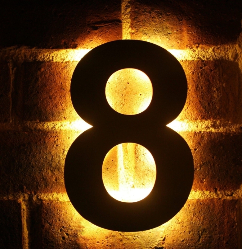 Helvetica Backlit House Numbers, Halo Lit Architectural Sign