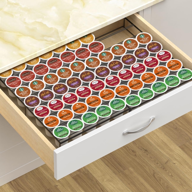 Hidden Coffee Pod Holder Drawer Organizer, Wire Tier Design