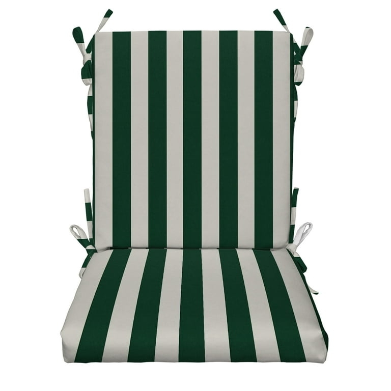 High Back Chair Cushion: Hunter Green Stripes, Foam Padding, Traditional