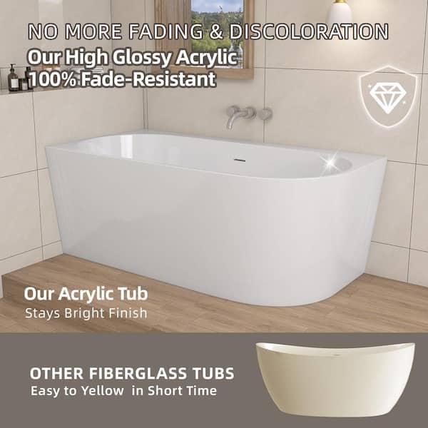 High-Gloss Acrylic Freestanding Soaking Tub
