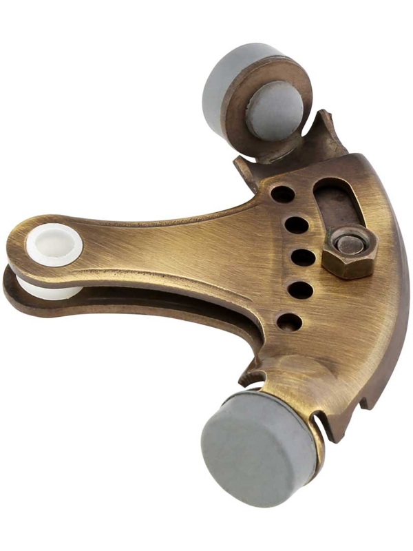 Hinge Pin Door Stop, Antique Brass Finish Dual Rubber Bumpers