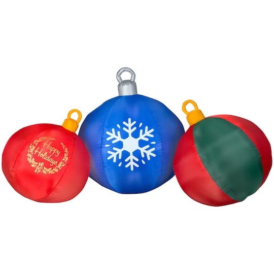 Holiday Inflatable Three Piece Scene Royal Blue Whimsical Yard Art