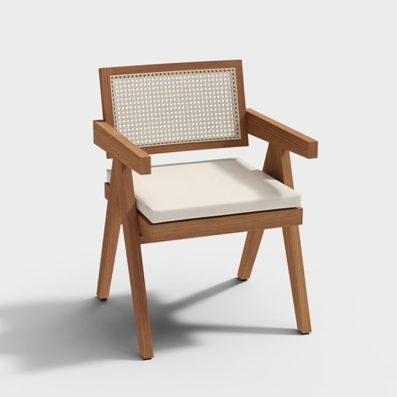 - homary Japandi Dining Chairs Rattan Dining Room Chair with  Solid Wood Frame (with Upholstery, Walnut) - Chairs