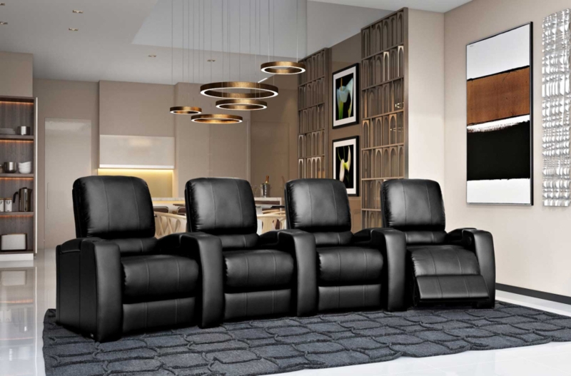 Home Theater Seating Row with Modern Channel Stitching