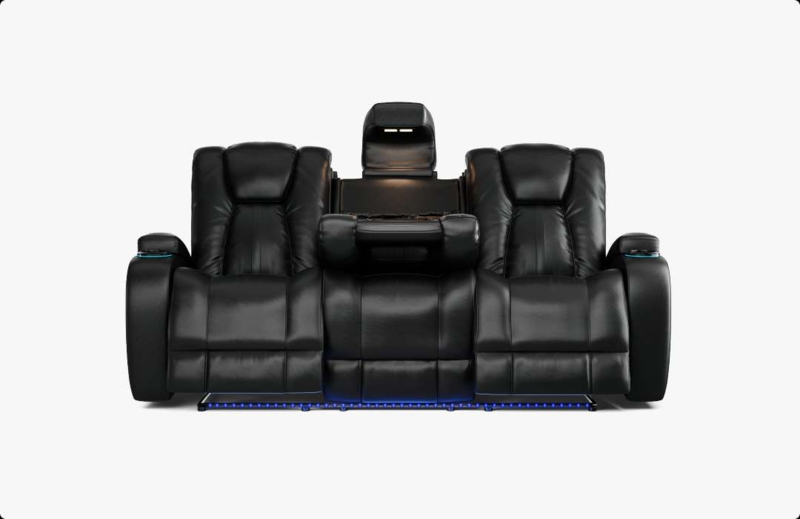 Home Theater Sofa with Fold-Down Center Console & Reading Light