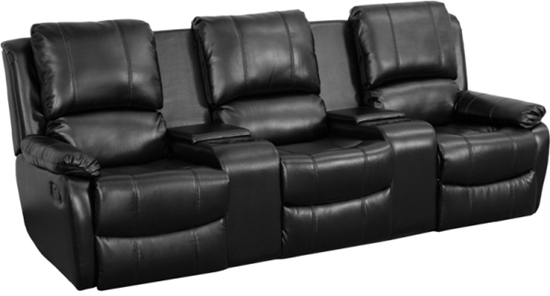 Home Theatre Seating Triple Seat with Manual Recline & Storage
