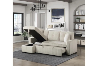 Homelegance Rhett Beige 3-Piece Reversible Sectional with Pull-Out Bed | Ornate Home