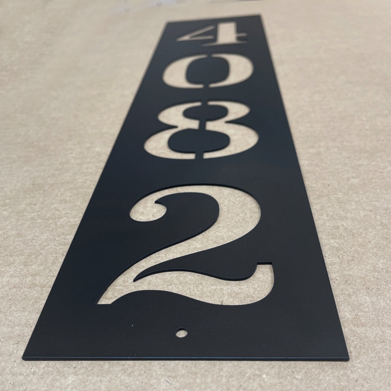 House Number Sign Laser Cut Serif Font Vertical Orientation Metal