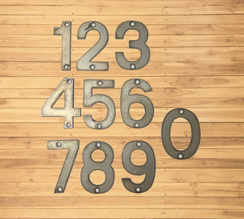 House Numbers Weathered Silver Distressed Industrial Heavy Gauge Metal
