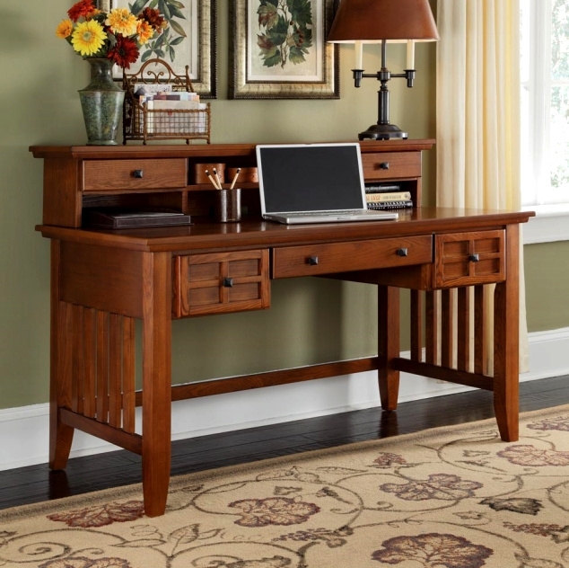 Hutch Desk with Integrated Storage and Slat Side Panels