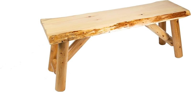 Indoor Bench Lodge Style Live Edge with Handcrafted Log Legs