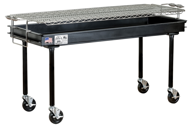 Industrial Charcoal Grill with Rectangular Firebox and Wire Grate
