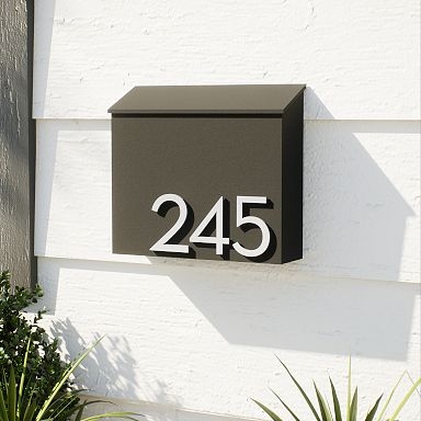 Industrial Chic Charcoal Wall Mailbox with Bold Sans-Serif House Numbers