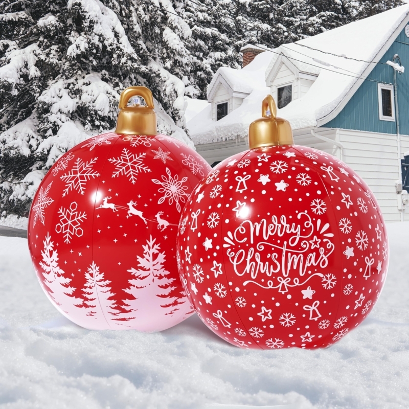 Inflatable Ornament Crisp White Snowflake Patterns Glossy Finish Decor