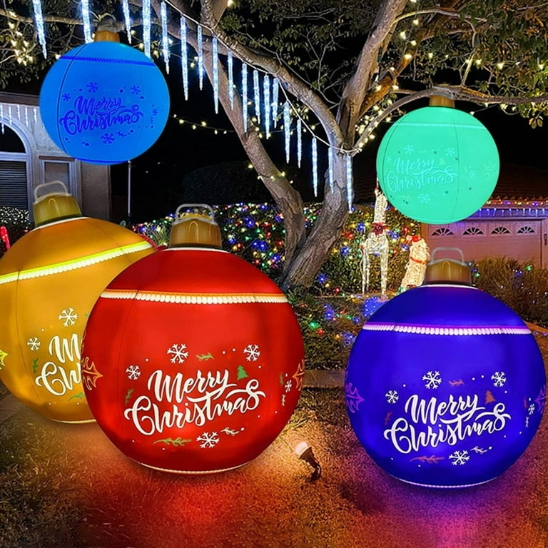 Inflatable Ornament Glowing Internal LED Merry Christmas Text Yard Art