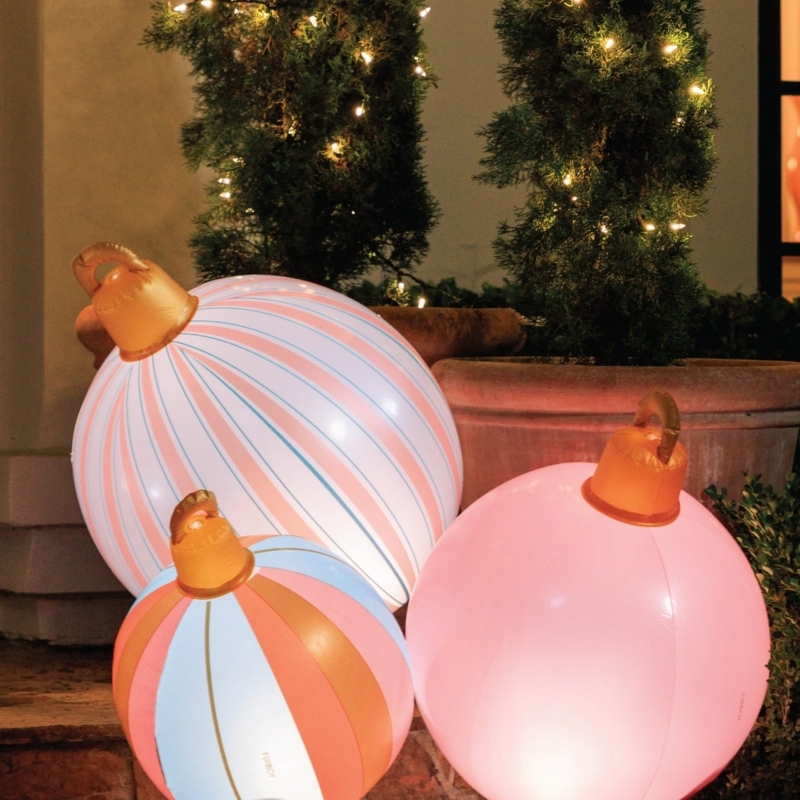 Inflatable Ornaments Translucent Pastel Pink Glowing Patio Decor