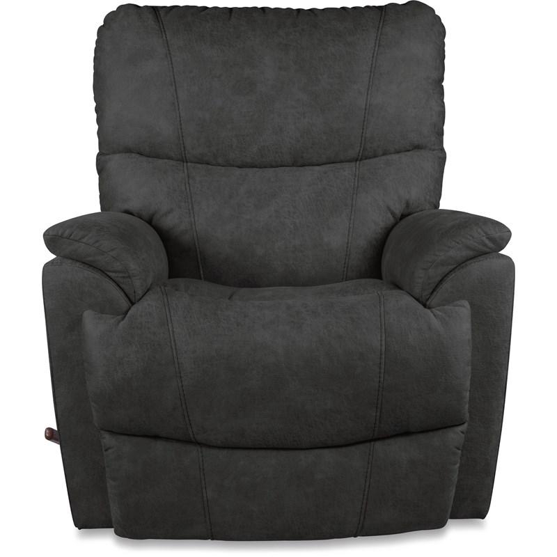 Ink Gray Manual Rocking Recliner with Vertical Stitching Detail