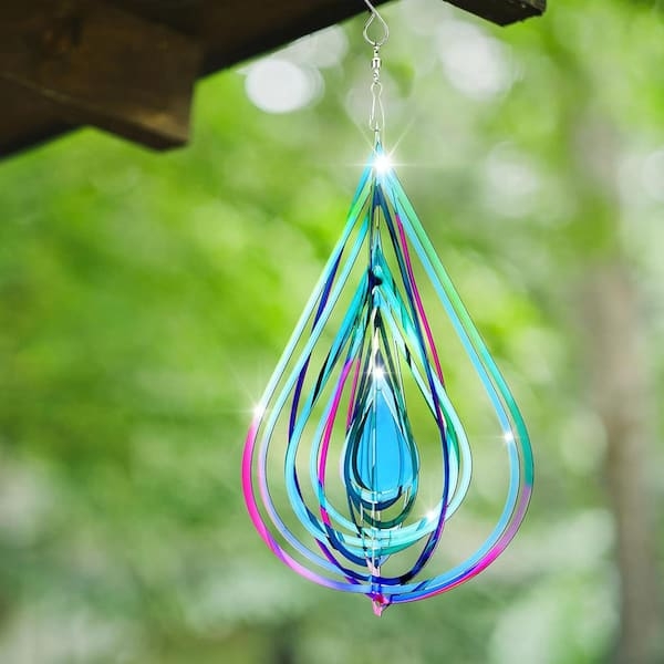 Iridescent Wind Spinner 3D Concentric Layers Teardrop Shape Glossy