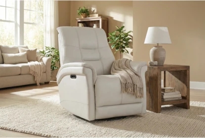 Ivory Power Swivel Recliner featuring Adjustable Headrest and USB Port
