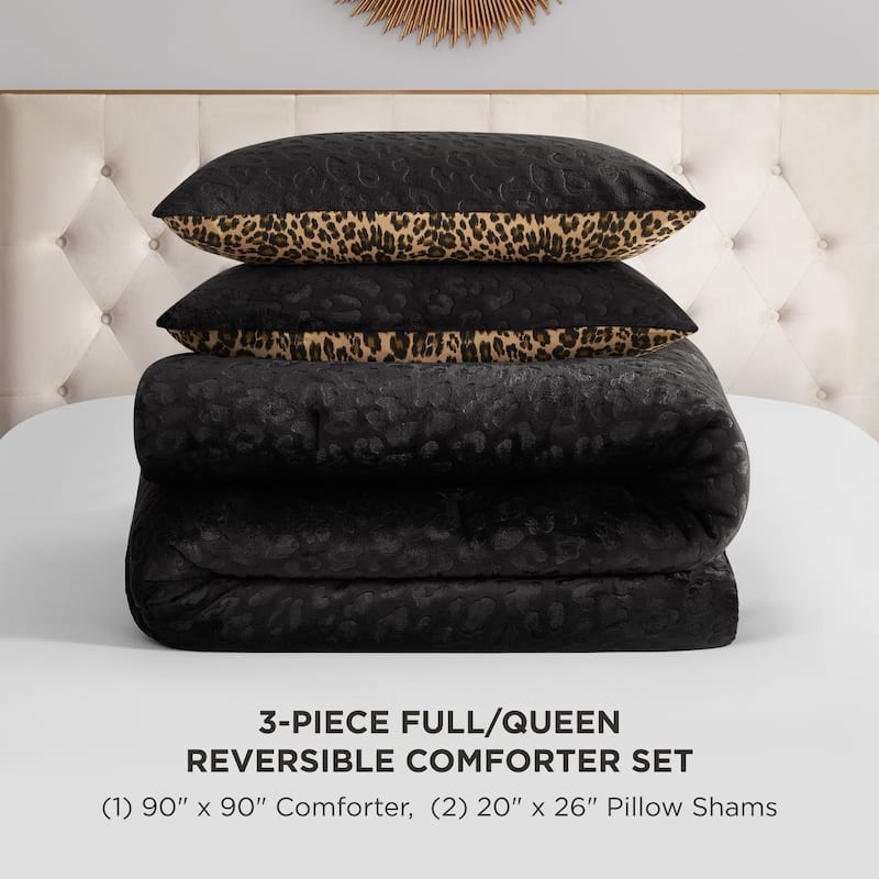 Juicy Couture Embossed Leopard Reversible Comforter Set