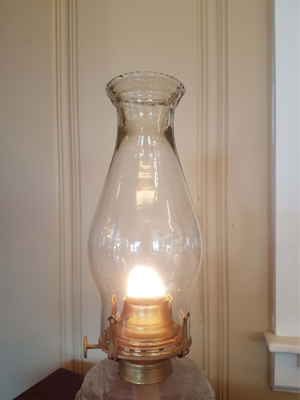 Kerosene Lamp Chimney Beaded Top Rim Bulbous Profile Clear Glass