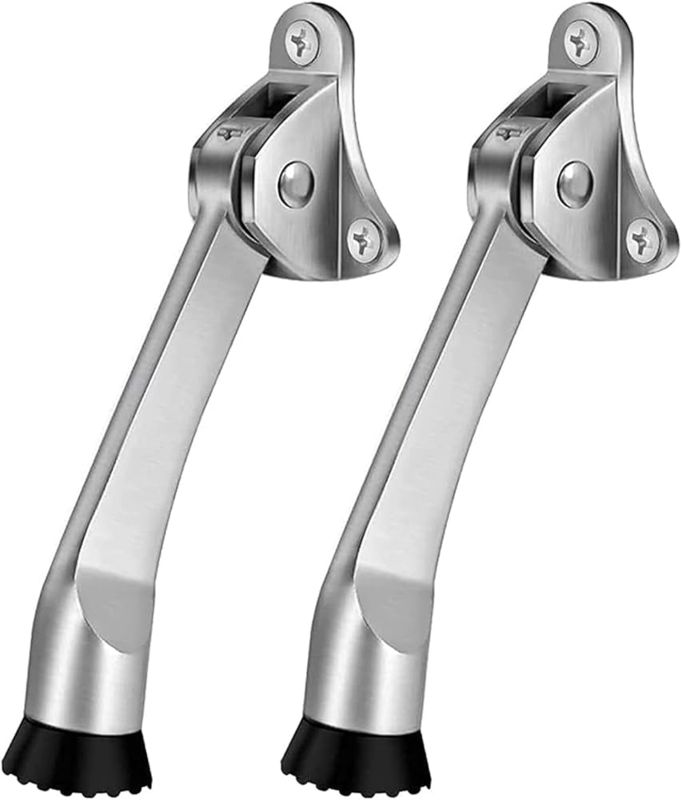 Kickstand Door Stopper Brushed Metal Ribbed Foot Industrial Holder