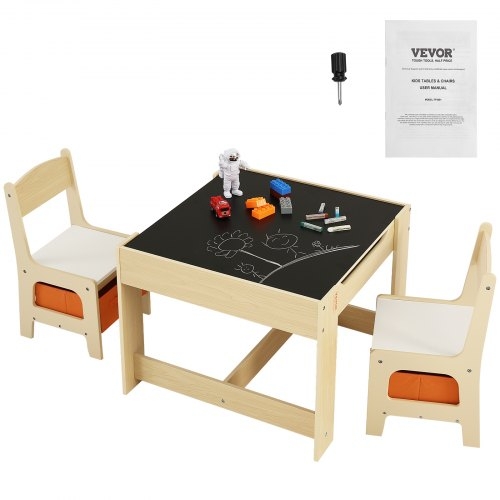 Kids Activity Set Matte Black Chalkboard Top Orange Bins