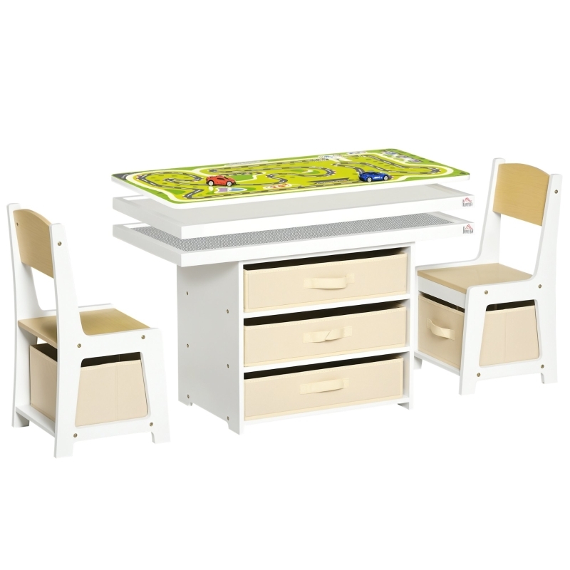 Kids Activity Table Reversible Top With Road Map Print