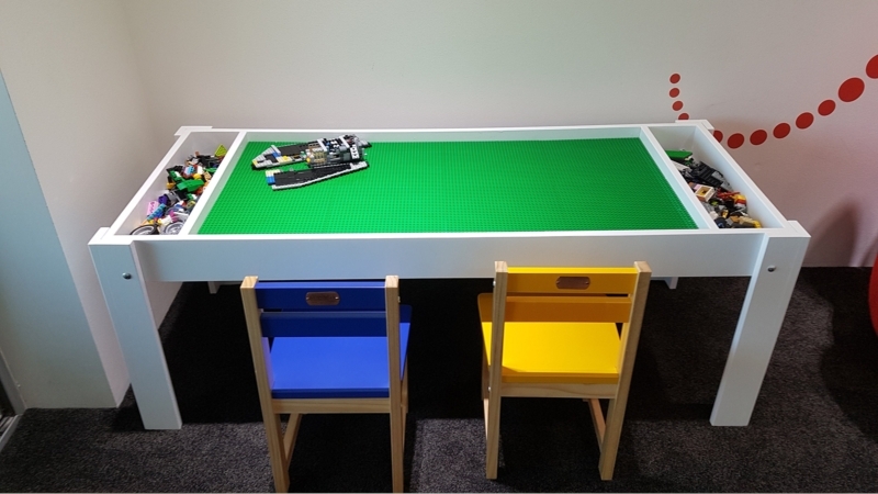 Kids Activity Table White With Building Block Baseplate