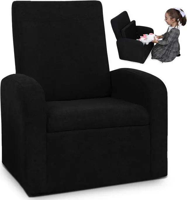 Kids Armchair with Hidden Storage Chest in Matte Black