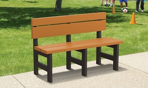 Kids Bench with Triple Leg Base, Cedar Orange Slats, Matte Black Frame