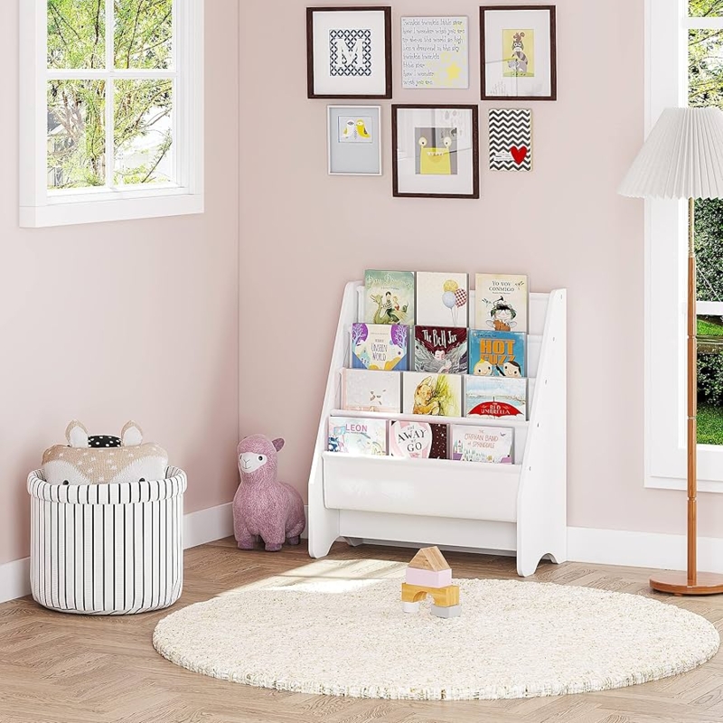 Kids Bookshelf Integrated Storage Base, Forward Facing Display