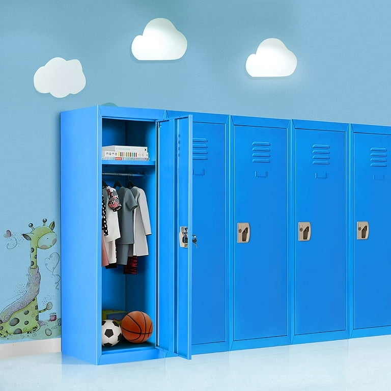 Kids Locker with 2-Tier Storage in Bright Blue Metal
