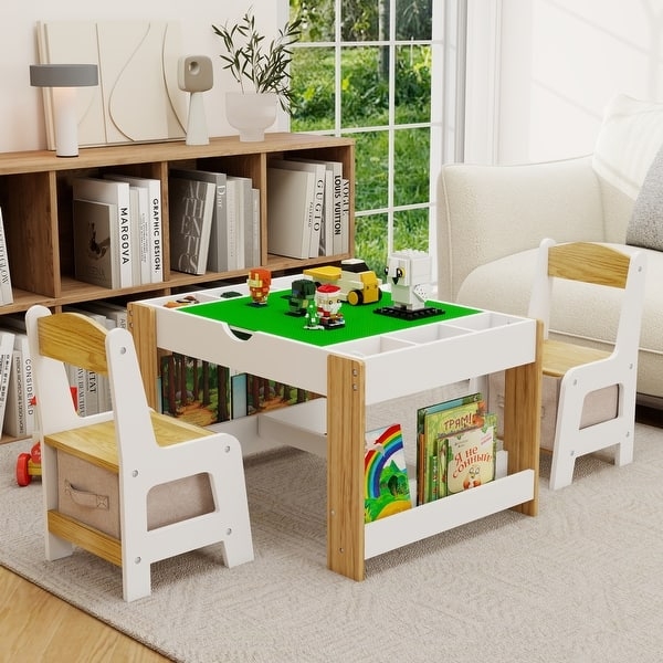 Kids Play Table Scandinavian With Built In Book Rack