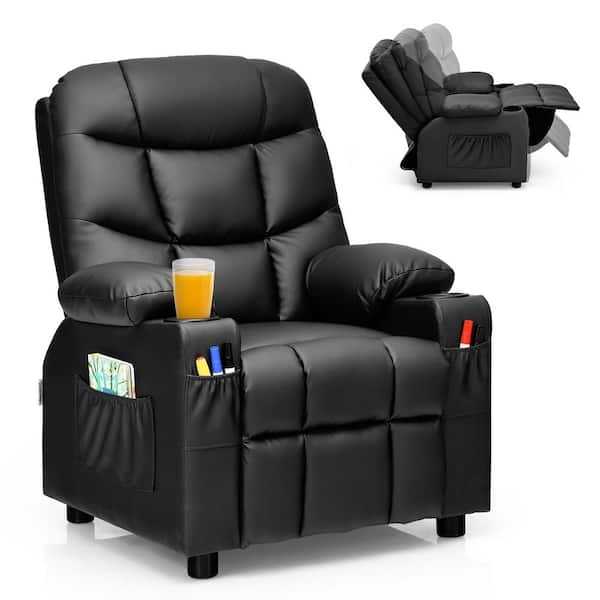 Kids Recliner Chair with Cup Holders & Side Storage Pockets