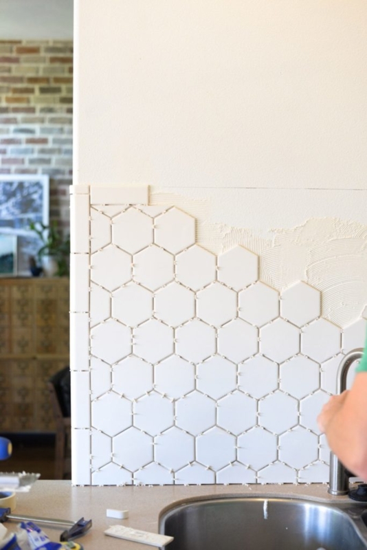 Kitchen Backsplash Matte White Hexagon Tile, Modern Farmhouse Style