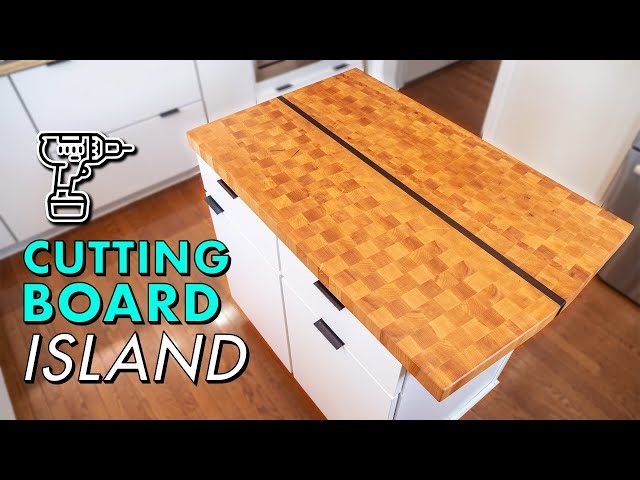 Kitchen Island End Grain Pattern Checkerboard Design Dark Inlay