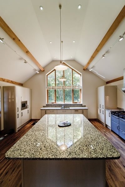 Kitchen Island Exposed Timber Beams Salt & Pepper Granite