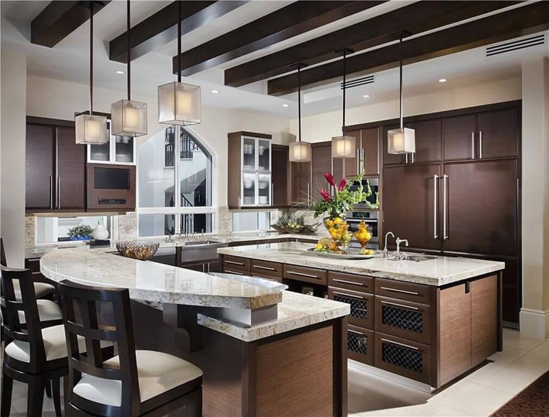 Kitchen Island Mesh Cabinet Drawers Espresso & Granite