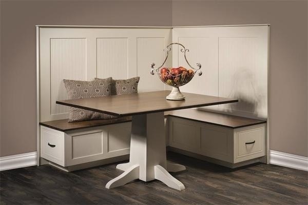 Kitchen Nook Set Two-Tone High Back Paneling Pedestal Base