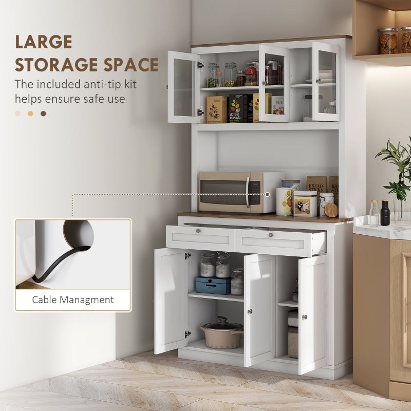 Kitchen Pantry Hutch Dual Tone Finish with Cable Management Port