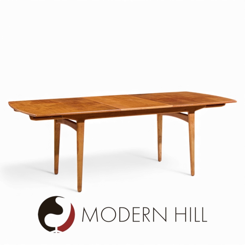 Knud Andersen for JCA Jensen Mid Century Danish Teak Hidden Leaf Dining  Table