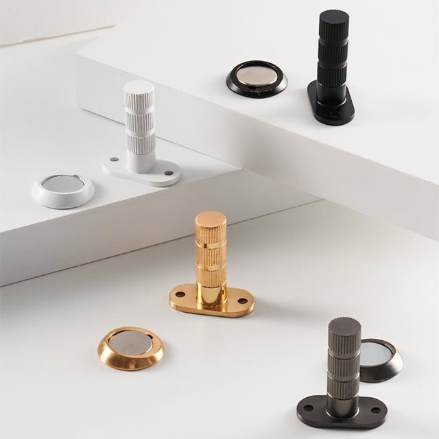 Knurled Magnetic Door Stop: Tiered Cylinder Design, Concealed Mounting