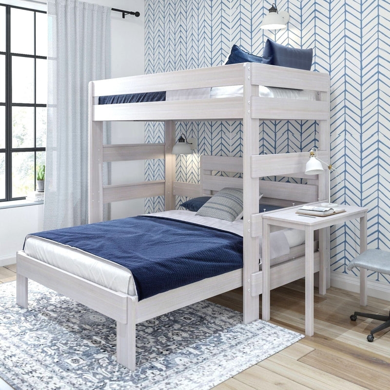 L-Shaped Bunk Bed Driftwood Finish, Modern Farmhouse Bunk Bed