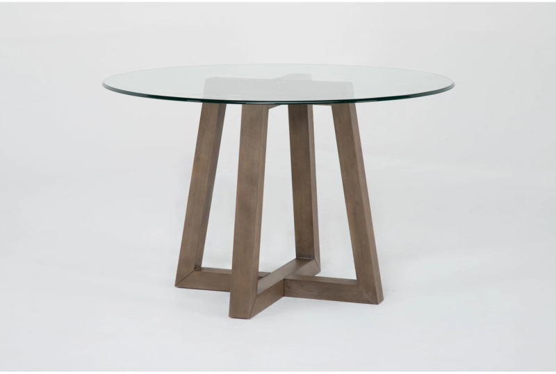 Lakeland 48" Round Pedestal Glass Top Dining Table | Living Spaces