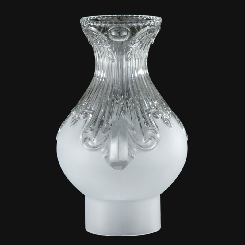 Lamp Chimney Princess Feather Motif Satin Etched Finish Victorian Style